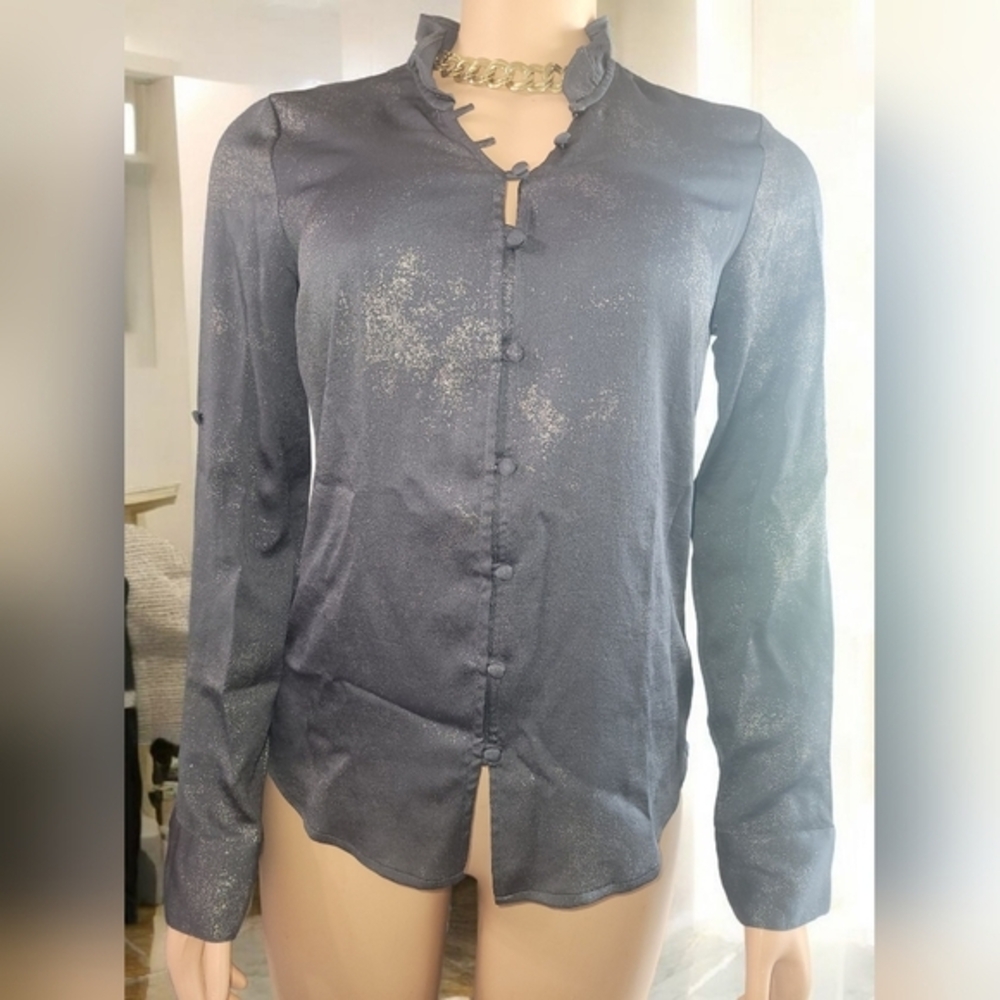 Express Metallic Black Button Down Shirt Size # S /P